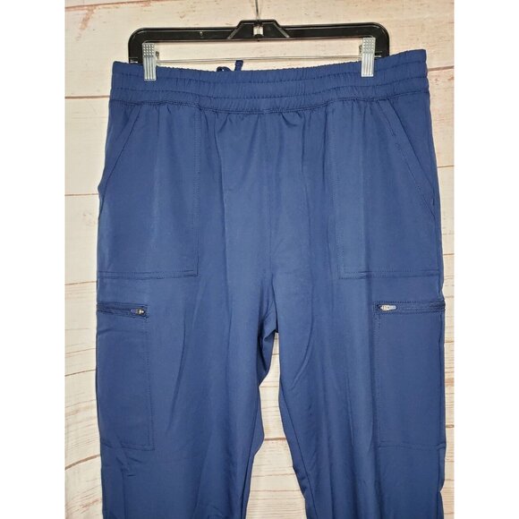 Scrubology Large Navy Blue Multi-Pocket Scrub Pants Poly/Spandex Stretch Medical - Picture 3 of 12